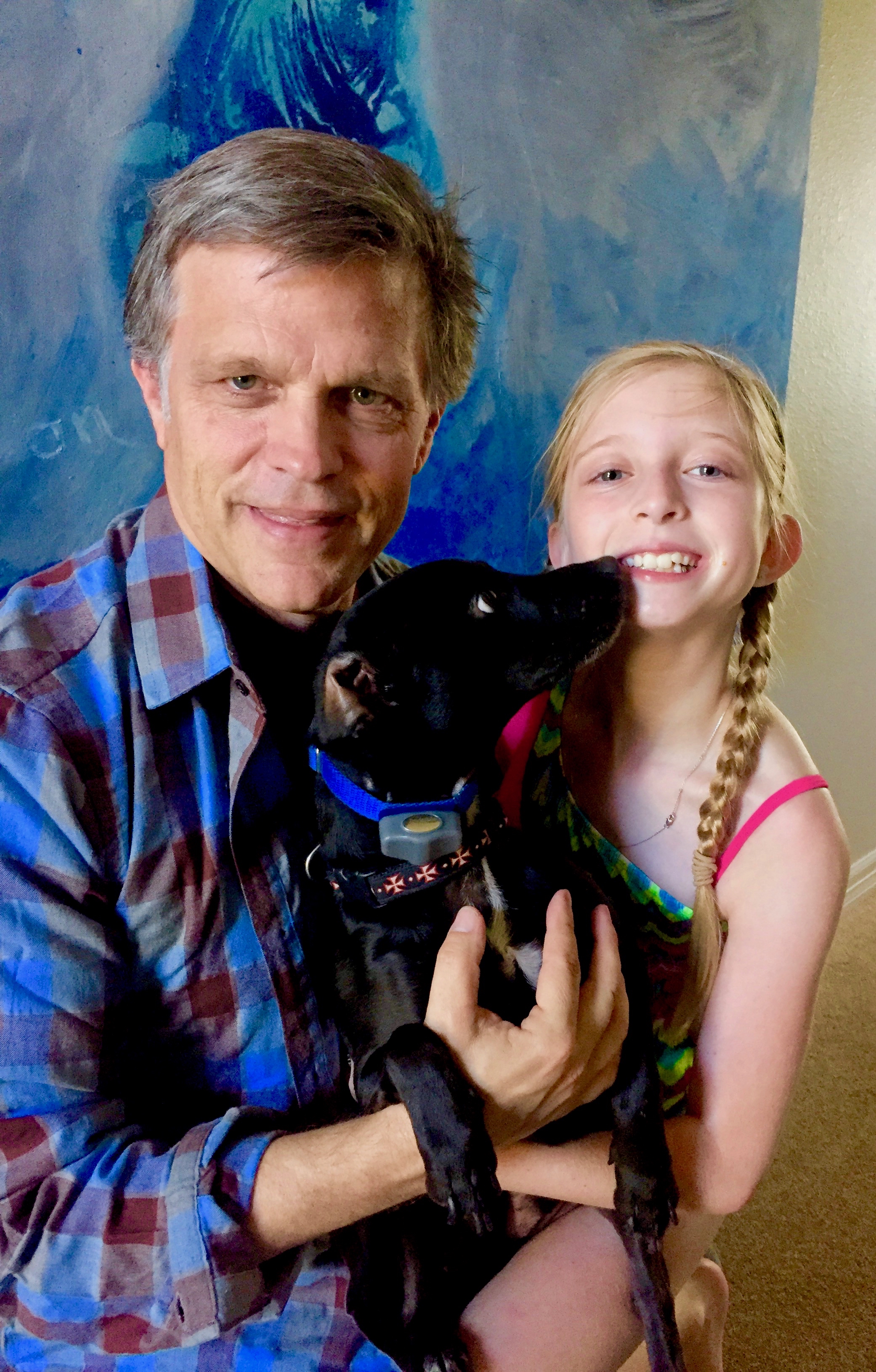 Douglas Brinkley and daughter Cassady with dog